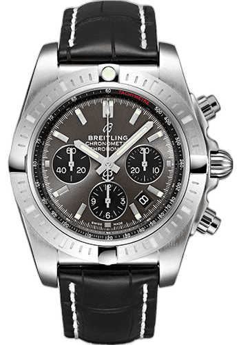 Breitling 44mm Chronomat B01 Chronograph 44 Watch - Steel - Blackeye Gray Dial - Black Croco Strap - Folding Buckle - AB0115101F1P2 Watch Ref. AB0115101F1P2