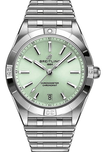 Breitling Chronomat Automatic 36 Watch - Stainless Steel - Mint Green Dial - Metal Bracelet - A10380101L1A1 36mm Watch Ref. A10380101L1A1