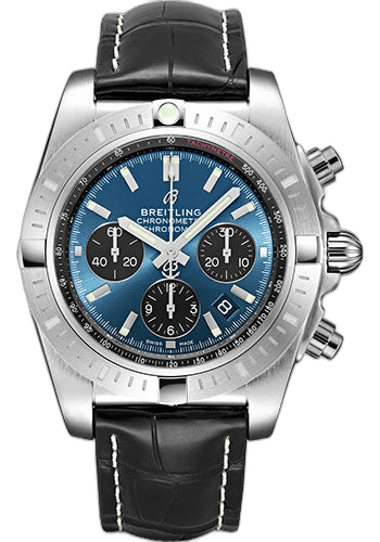 Breitling Chronomat B01 Chronograph 44 Watch - Steel - Blackeye Blue Dial - Black Croco Strap - Folding Buckle - AB0115101C1P4 44mm Watch Ref. AB0115101C1P4