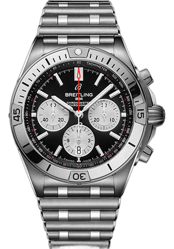 Chronomat B01 42 Watch - Stainless Steel - Black Dial - Metal Bracelet - AB0134101B1A1 · Breitling 42mm — AB0134101B1A1