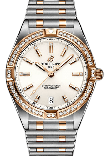 Breitling Chronomat 32 Watch - Steel and 18K Red Gold (Gem-set) - White Diamond Dial - Metal Bracelet - U77310591A1U1 32mm & 18K Red Gold Diamond White Dial