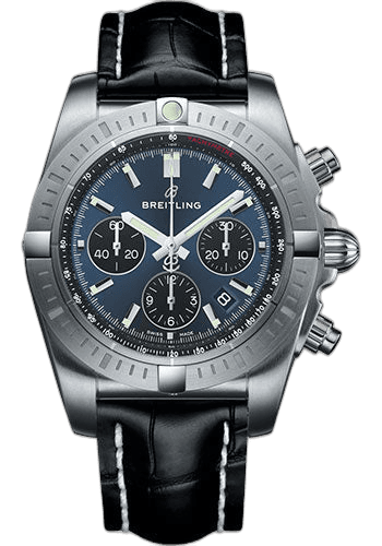 Chronomat B01 Chronograph 44 Watch - Steel Case - Blackeye Blue Dial - Black Croco Strap - AB0115101C1P2 44mm — Breitling Ref. AB0115101C1P2