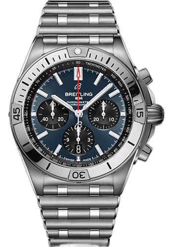 Chronomat B01 42 Watch - Stainless Steel - Blue Dial - Metal Bracelet - AB0134101C1A1 42mm by Breitling — AB0134101C1A1