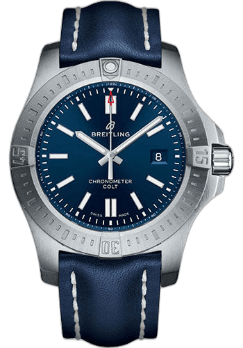 Chronomat Colt Automatic 44 Watch - Steel Case - Mariner Blue Dial - Blue Leather Strap - A17388101C1X1 44mm by Breitling — A17388101C1X1