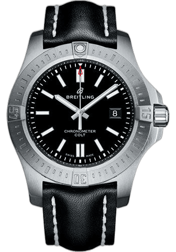 Chronomat Colt Automatic 44 Watch - Steel Case - Volcano Black Dial - Black Leather Strap - A17388101B1X1 44mm by Breitling — A17388101B1X1