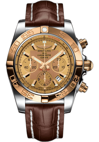 Chronomat 44 Watch - Steel & Gold - Golden Sun Dial - Brown Croco Strap - Tang Buckle - CB011012/H548/739P/A20BA.1 44mm · Breitling CB011012/H548/739P/A20BA.1