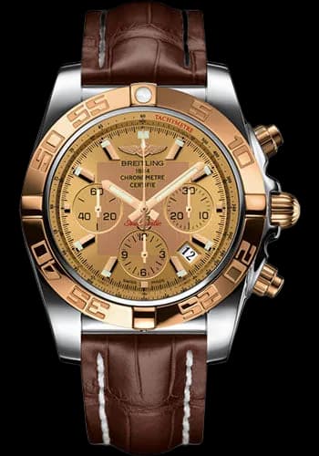 Chronomat 44 Watch - Steel & Gold - Golden Sun Dial - Brown Croco Strap - Tang Buckle - CB011012/H548/739P/A20BA.1 44mm · Breitling CB011012/H548/739P/A20BA.1