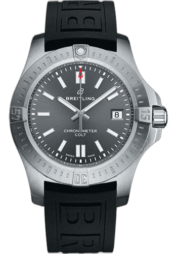 Breitling 41mm Colt 41 Automatic Watch - Steel - Tempest Gray Dial - Black Diver Pro III Strap - Folding Buckle - A17313101F1S1 Watch Ref. A17313101F1S1