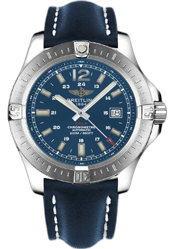 Breitling Colt Automatic Watch - 44mm Steel Case - Mariner Blue Dial - Blue Leather Strap - A1738811/C906/105X/A20BA.1 Watch Ref. A1738811/C906/105X/A20BA.1