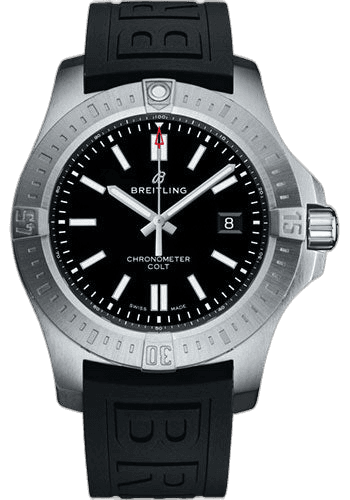 Colt Automatic Watch - Stainless Steel - Black Dial - Black Rubber Strap - Folding Buckle - A17388101B1S1 44mm · Breitling A17388101B1S1