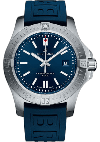 Colt Automatic Watch - Stainless Steel - Blue Dial - Blue Rubber Strap - Folding Buckle - A17388101C1S1 44mm — Breitling Ref. A17388101C1S1