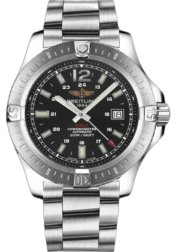 Colt Automatic Watch - 44mm Steel Case - Volcano Black Dial - Satin Steel Professional III Bracelet - A1738811/BD44/173A · Breitling A1738811/BD44/173A