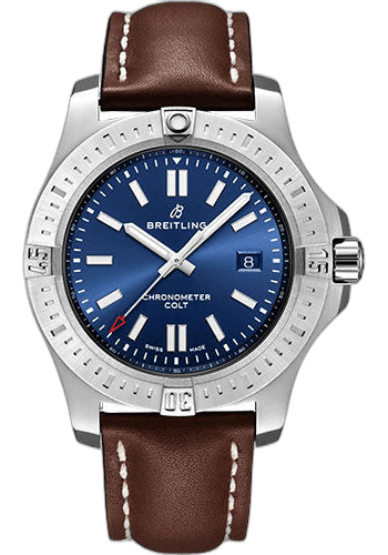Breitling 44mm Colt Automatic Watch - Stainless Steel - Blue Dial - Brown Calfskin Leather Strap - Folding Buckle - A17388101C1X4 Watch Ref. A17388101C1X4