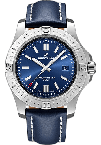 Colt Automatic Watch - Steel - Mariner Blue Dial - Blue Leather Strap - Folding Buckle - A17388101C1X3 44mm Breitling Ref. A17388101C1X3