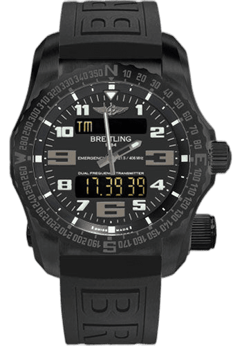 Breitling Emergency Night Mission Watch - 51mm Black Titanium Case - Volcano Black Dial - Black Diver Pro III Strap - V7632522/BC46/156S/V20DSA.4 Timepiece [V7632522/BC46/156S/V20DSA.4