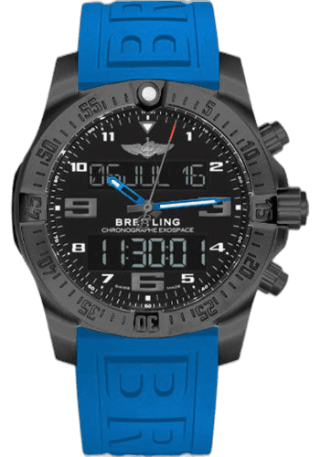 Exospace B55 Night Mission Bluetooth Chronograph Watch - 46mm Black Titanium Case - Volcano Black Dial - Blue Black Twinpro Strap - VB5510H21B1S1 · Breitling VB5510H21B1S1