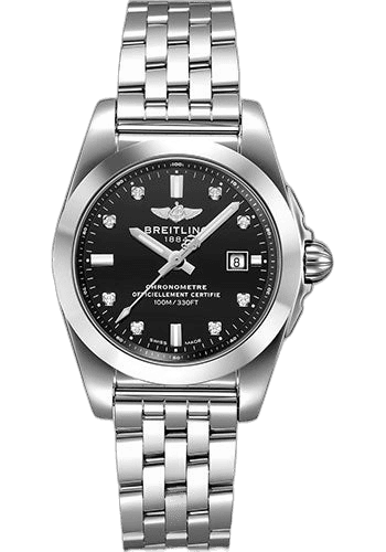 Galactic 29 Sleek Watch - Steel - Trophy Black Diamond Dial - Steel Bracelet - W72348121B1A1 29mm Diamond Black Dial by Breitling — W72348121B1A1