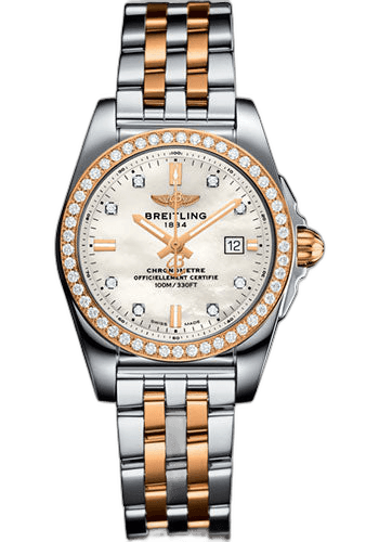 Breitling Galactic 29 Sleek Watch - Steel & rose Gold, gem-set bezel - Pearl Diamond Dial - Two-Tone Bracelet - C72348531A1C1 29mm & Rose Gold Diamond Diamond Dial Watch Ref. C72348531A1C1