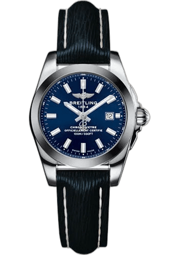Breitling 29mm Galactic 29 Sleek Watch - Steel and Tungsten - Blue Dial - Blue Calfskin Leather Strap - Tang Buckle - W72348121C1X1 — Ref. W72348121C1X1