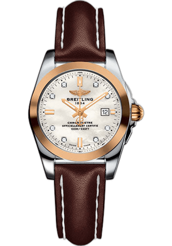 Breitling Galactic 29 Sleek Watch - Steel & rose Gold - Pearl Diamond Dial - Brown Leather Strap - Tang Buckle - C7234812/A792/484X/A12BA.1 29mm & Rose Gold Diamond Diamond Dial Ref. C7234812/A792/484X/A12BA.1