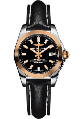 Breitling Galactic 29 Sleek Watch - Steel & rose Gold - Trophy Black Dial - Black Leather Strap - Tang Buckle - C7234812/BF32/477X/A12BA.1 29mm & Rose Gold Black Dial Watch Ref. C7234812/BF32/477X/A12BA.1