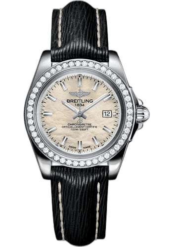 Breitling 32mm Galactic 32 Sleek Watch - Steel - Mother-Of-Pearl Dial - Black Sahara Strap - Tang Buckle - A7133053/A800/208X/A14BA.1 — Ref. A7133053/A800/208X/A14BA.1