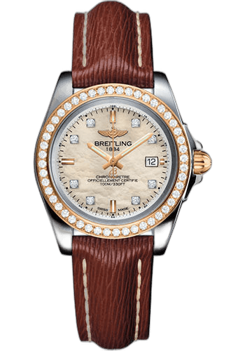 Breitling 32mm & Rose Gold Diamond Diamond Dial Galactic 32 Sleek Watch - Steel & rose Gold, gem-set bezel - Mother-Of-Pearl Diamond Dial - Brown Sahara Strap - Tang Buckle - C7133053/A803/211X/A14BA.1 Watch Ref. C7133053/A803/211X/A14BA.1