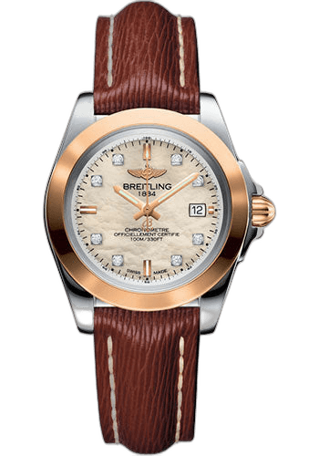 Galactic 32 Sleek Watch - Steel & rose Gold - Mother-Of-Pearl Diamond Dial - Brown Sahara Strap - Tang Buckle - C7133012/A803/211X/A14BA.1 · Breitling 32mm & Rose Gold Diamond Diamond Dial — C7133012/A803/211X/A14BA.1