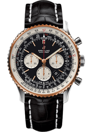Navitimer 1 B01 Chronograph 46 Watch - Steel and Red Gold Case - Black Dial - Black Croco Strap - UB0127211B1P1 · Breitling 46mm & 18K Red Gold Black Dial — UB0127211B1P1