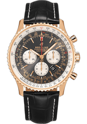 Navitimer B01 Chronograph 46 Watch - 18k Red Gold - Anthracite Dial - Black Croco Strap - Folding Buckle - RB0127121F1P2 46mm — Breitling Ref. RB0127121F1P2