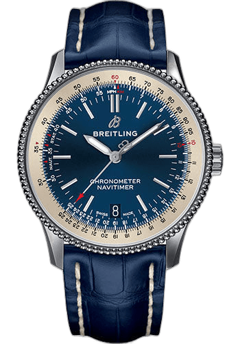 Navitimer 1 Automatic 38 Watch - Steel Case - Blue Dial - Blue Croco Strap - A17325211C1P1 38mm · Breitling A17325211C1P1