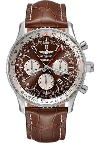 Breitling Navitimer B03 Chronograph Rattrapante 45 Watch - Steel - Panamerican Bronze Dial - Brown Croco Strap - Folding Buckle - AB0310211Q1P1 45mm (AB0310211Q1P1