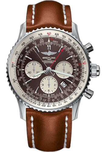 Breitling 45mm Navitimer B03 Chronograph Rattrapante 45 Watch - Steel - Panamerican Bronze Dial - Gold Leather Strap - Folding Buckle - AB031021/Q615/440X/A20D.1 — Ref. AB031021/Q615/440X/A20D.1