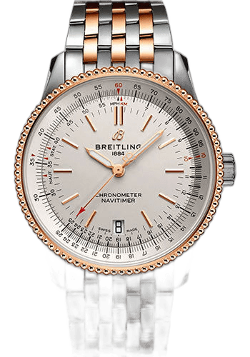 Navitimer Breitling Navitimer Automatic 38 Watch - Steel & Red Gold - Silver Dial - Steel and Red Gold Bracelet - U17325211G1U1 38mm & 18K Red Gold Silver Dial · Breitling U17325211G1U1