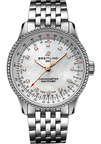 Breitling Navitimer Automatic 35 Watch - Stainless Steel - Mother-Of-Pearl Dial - Metal Bracelet - A17395211A1A1 35mm Timepiece [A17395211A1A1