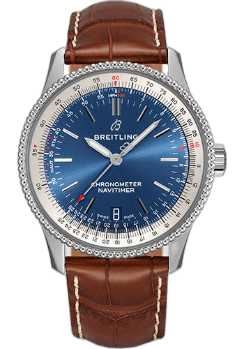 Navitimer Automatic 38 Watch - Steel - Blue Dial - Gold Croco Strap - Folding Buckle - A17325211C1P4 38mm Breitling Ref. A17325211C1P4