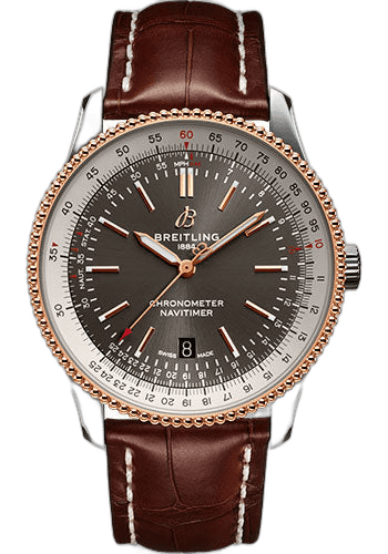 Navitimer Automatic 41 Watch - Steel & Red Gold - Anthracite Dial - Brown Croco Strap - Folding Buckle - U17326211M1P2 41mm & 18K Red Gold Anthracite Dial — Breitling Ref. U17326211M1P2