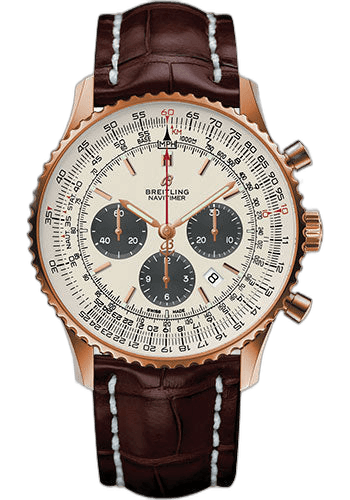Breitling 46mm Navitimer 1 B01 Chronograph 46 Watch - Red Gold Case - Silver Dial - Brown Croco Strap - RB0127121G1P1 — Ref. RB0127121G1P1