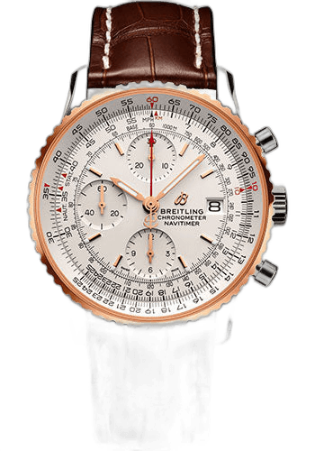 Navitimer Chronograph 41 Watch - Steel & Red Gold - Mercury Silver Dial - Brown Alligator Strap - Folding Buckle - U13324211G1P2 41mm & 18K Red Gold Mercury Silver Dial · Breitling U13324211G1P2