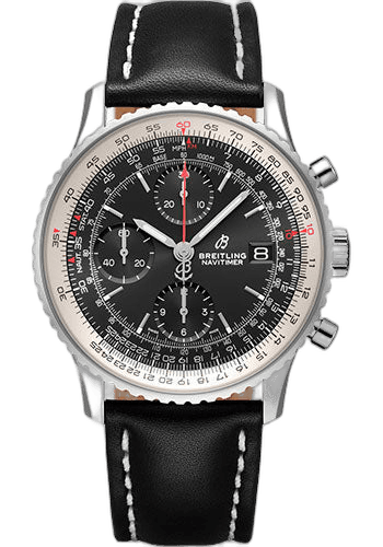 Navitimer Chronograph 41 Watch - Steel - Black Dial - Black Leather Strap - Folding Buckle - A13324121B1X2 41mm · Breitling A13324121B1X2