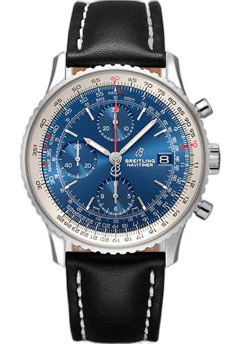Navitimer Chronograph 41 Watch - Steel - Aurora Blue Dial - Black Leather Strap - Folding Buckle - A13324121C1X2 41mm · Breitling A13324121C1X2