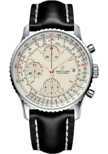 Breitling 41mm Navitimer 1 Chronograph 41 Watch - Steel Case - Mercury Silver Dial - Black Leather Strap - A13324121G1X2 — Ref. A13324121G1X2