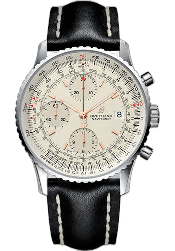 Breitling 41mm Navitimer Chronograph 41 Watch - Steel - Mercury Silver Dial - Black Leather Strap - Folding Buckle - A13324121G1X4 Watch Ref. A13324121G1X4