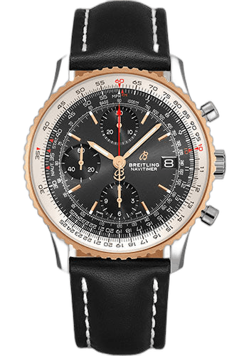 Breitling Navitimer Chronograph 41 Watch - Steel & Red Gold - Black Dial - Black Leather Strap - Folding Buckle - U13324211B1X2 41mm & 18K Red Gold Black Dial (U13324211B1X2