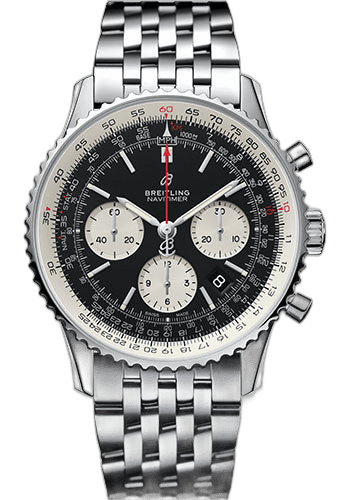 Navitimer 1 B01 Chronograph 43 Watch - Steel Case - Black Dial - Steel Pilot Bracelet - AB0121211B1A1 43mm — Breitling Ref. AB0121211B1A1