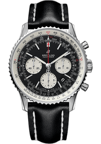 Navitimer 1 B01 Chronograph 43 Watch - Steel Case - Black Dial - Black Leather Strap - AB0121211B1X1 43mm — Breitling Ref. AB0121211B1X1