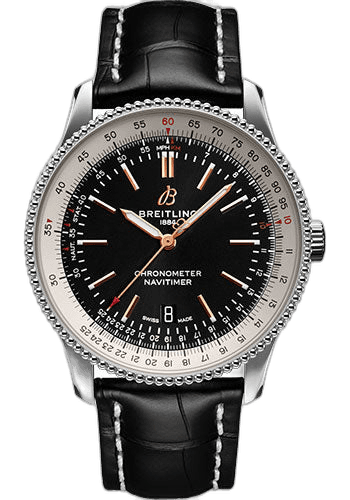 Breitling Navitimer Steel Navitimer 1 Automatic 41 - Black Dial - Black Croco Strap - A17326211B1P2 41mm Watch Ref. A17326211B1P2