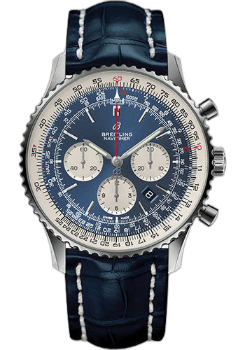 Navitimer 1 B01 Chronograph 46 Watch - Steel Case - Aurora Blue Dial - Blue Croco Strap - AB0127211C1P1 · Breitling 46mm — AB0127211C1P1