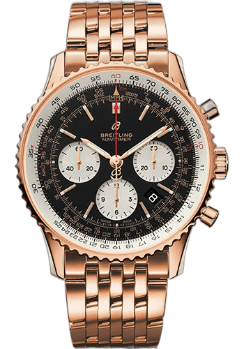 Breitling Navitimer 1 B01 Chronograph 43 Watch - Red Gold Case - Black Dial - Red Gold Pilot Bracelet - RB0121211B1R1 43mm Timepiece [RB0121211B1R1