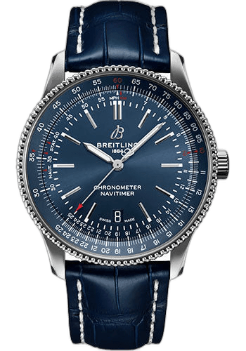 Navitimer Automatic 41 Watch - Stainless Steel - Blue Dial - Blue Alligator Leather Strap - Folding Buckle - A17326161C1P4 41mm · Breitling A17326161C1P4